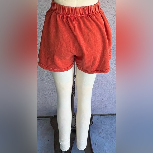 Vibrant Orange Elastic Waist Shorts - Picture 2 of 2